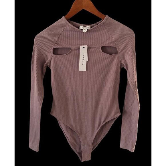 Topshop Other - New TOPSHOP Cutout Long Sleeve Bodysuit Women Size 4-6 Lavender